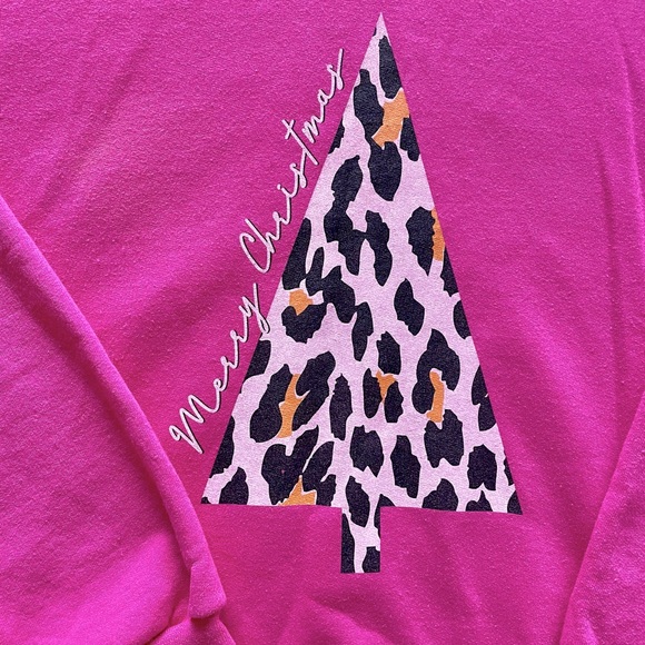 Gameday Couture Hot Pink Sweatshirt with Leopard Christmas Tree - Picture 2 of 2